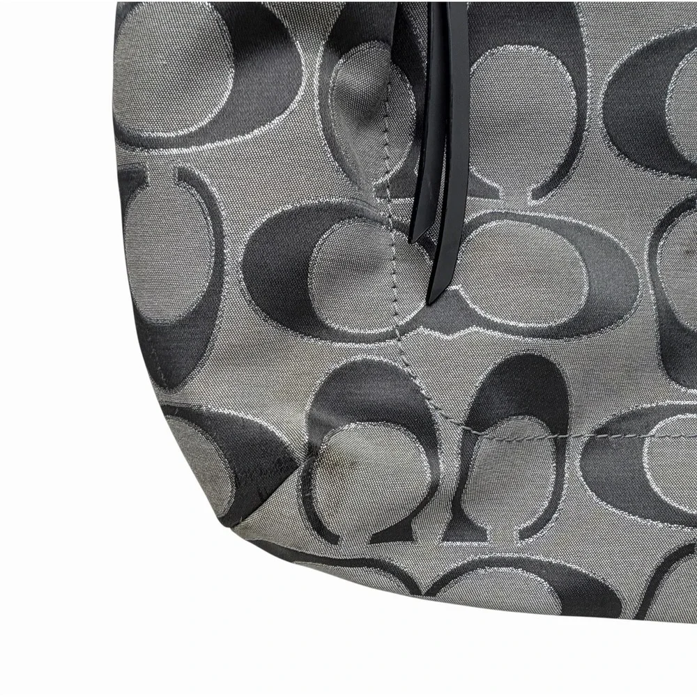 Coach Poppy Metallic Signature Sateen GlamTote J1221-18979 Gray Silver